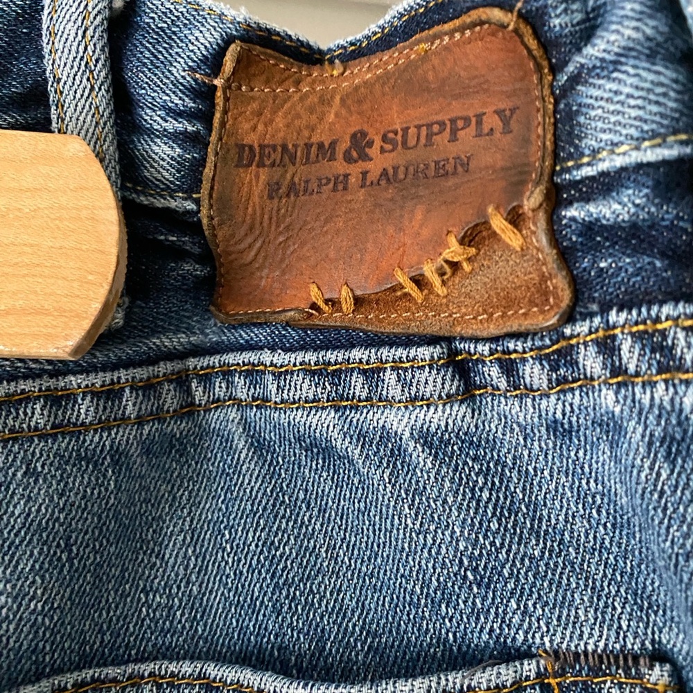 Ralph Lauren Denim & Supply Straight Naturally Distressed Blue Jeans
